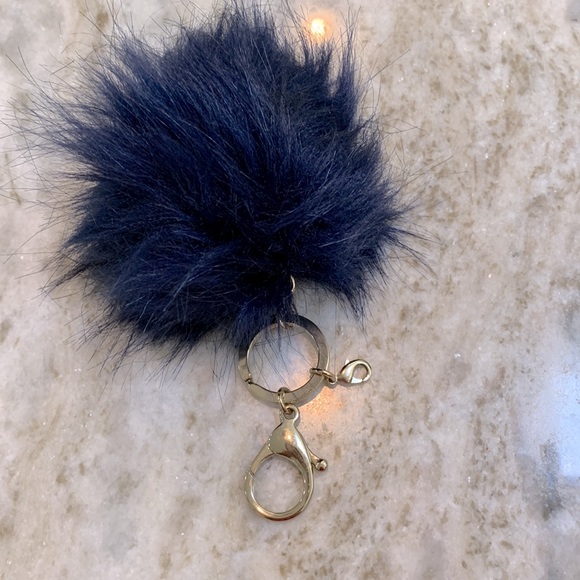 Black Pom Pom Key Ring - Picture 2 of 2